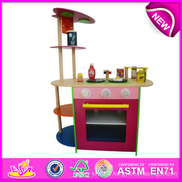 Cuisine de jouet de jeu de rôle 2014 pour enfants, jeu de cuisine en bois coloré de jouet pour des enfants, cuisine en bois de jouet de vente chaude pour bébé W10c086
